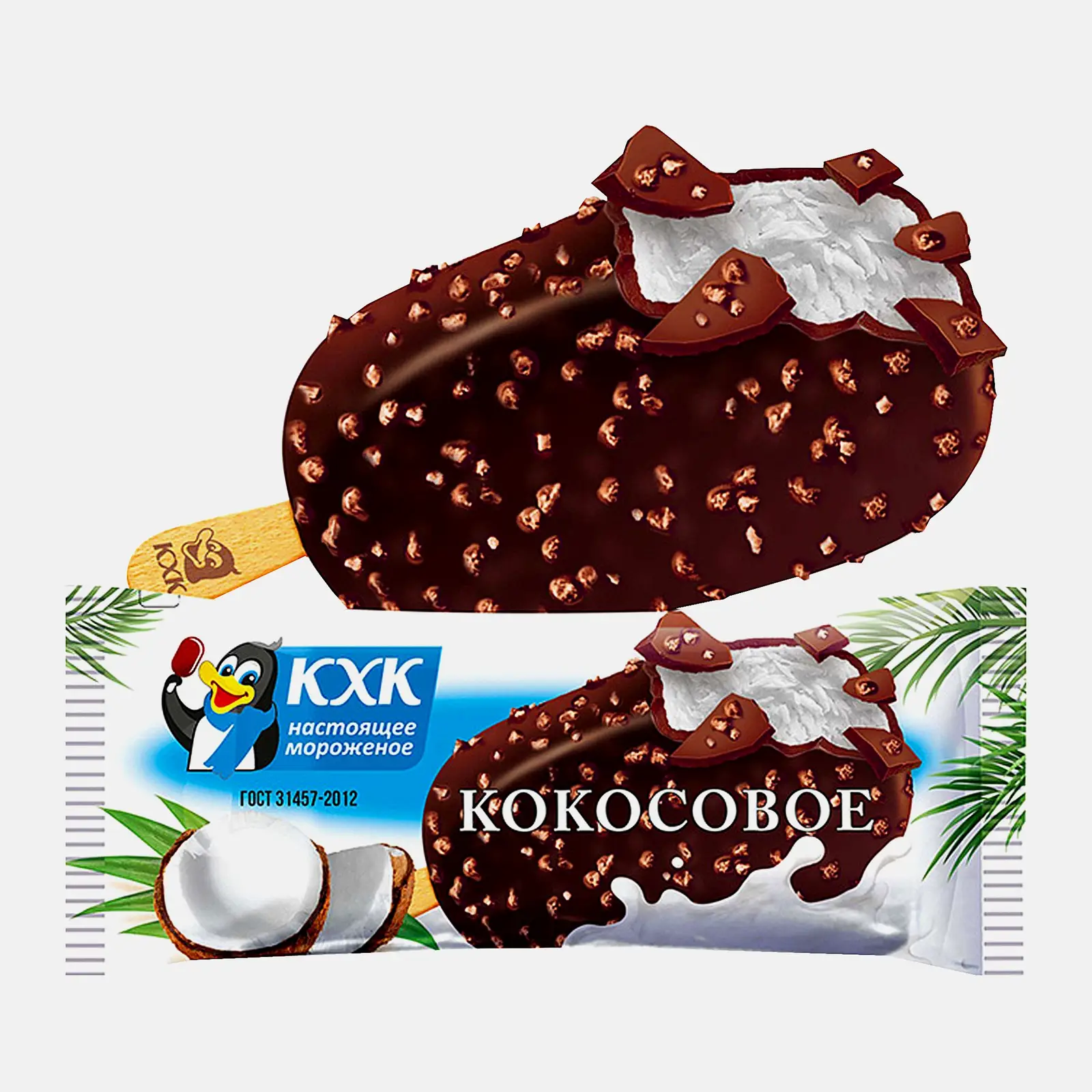 Мороженое Кировский ХК эскимо сливочное Кокосовая стружка и вафельная крошка 65г