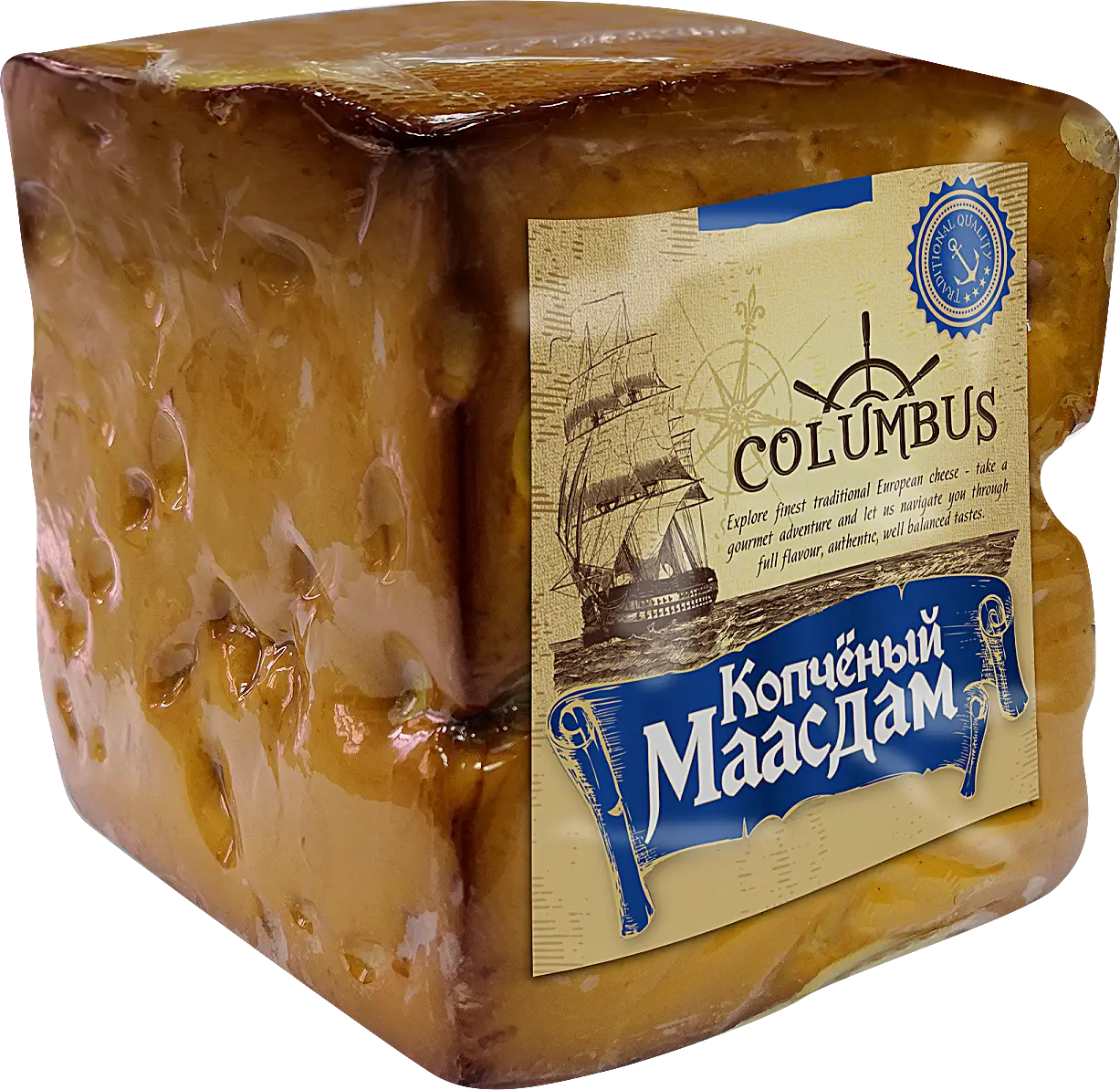 Сыр Columbus Маасдам копченый 45% весовой Сыр Columbus Маасдам копченый 45% весовой