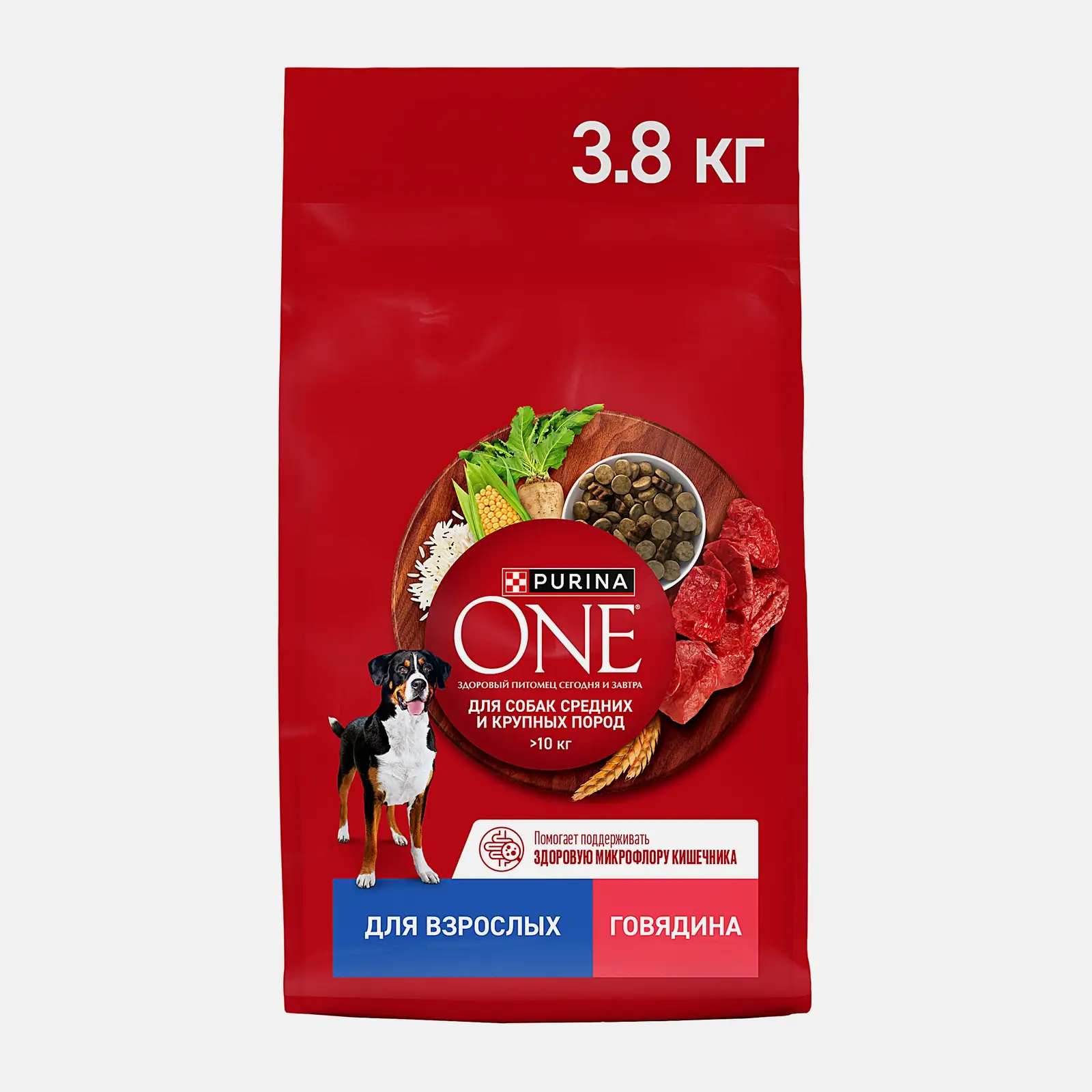 Изображение товара Сухой корм для собак Purina One с говядиной и рисом 3.8 кг