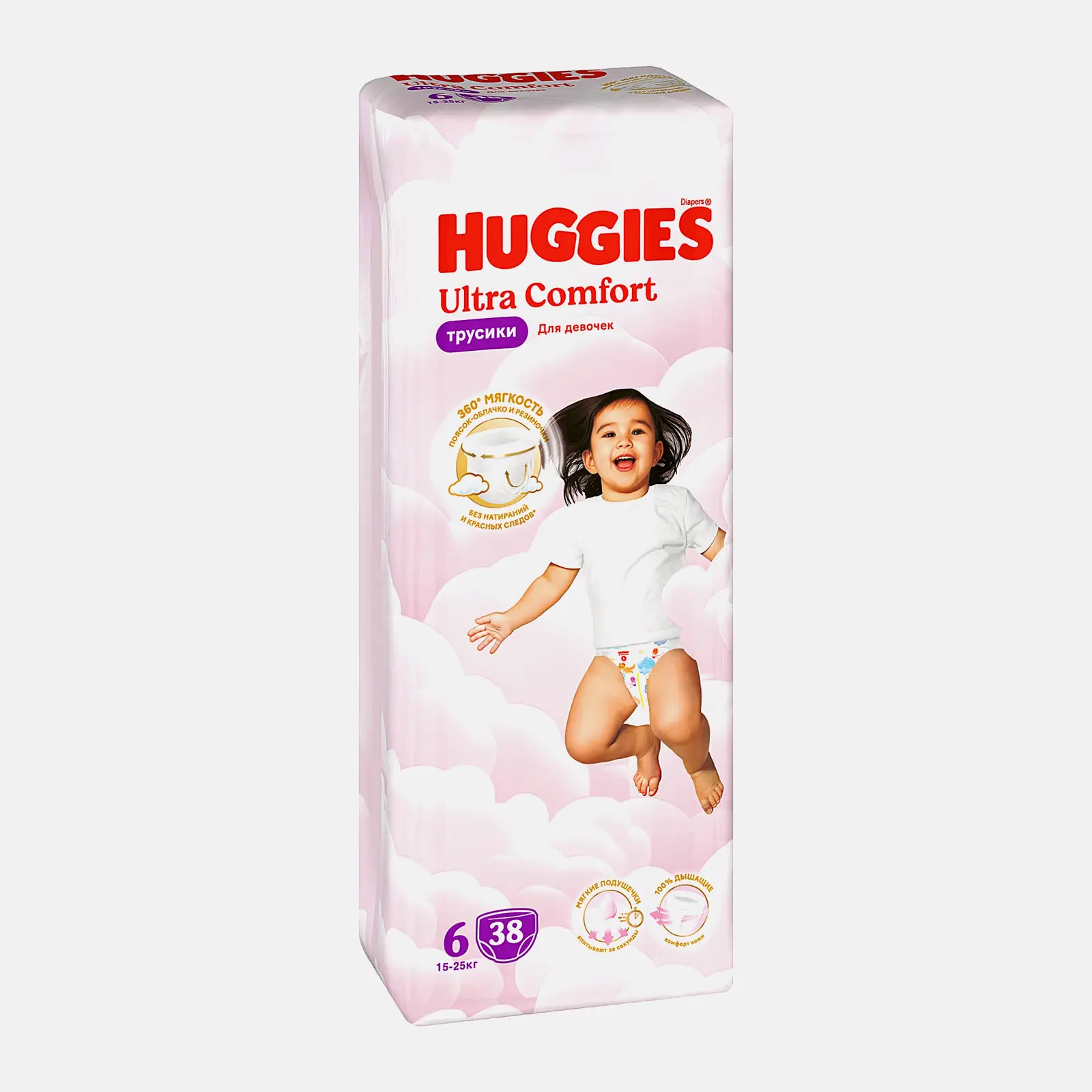 Подгузники-трусики для девочек №6 15-25кг Huggies Ultra Comfort 38шт - фото 2