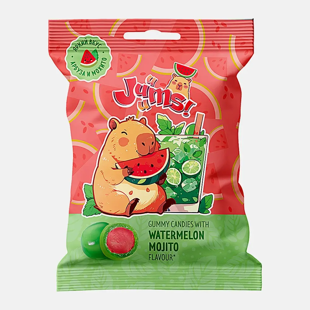 Жевательные конфеты со вкусом Арбузный мохито в глазури Juuums 35г
