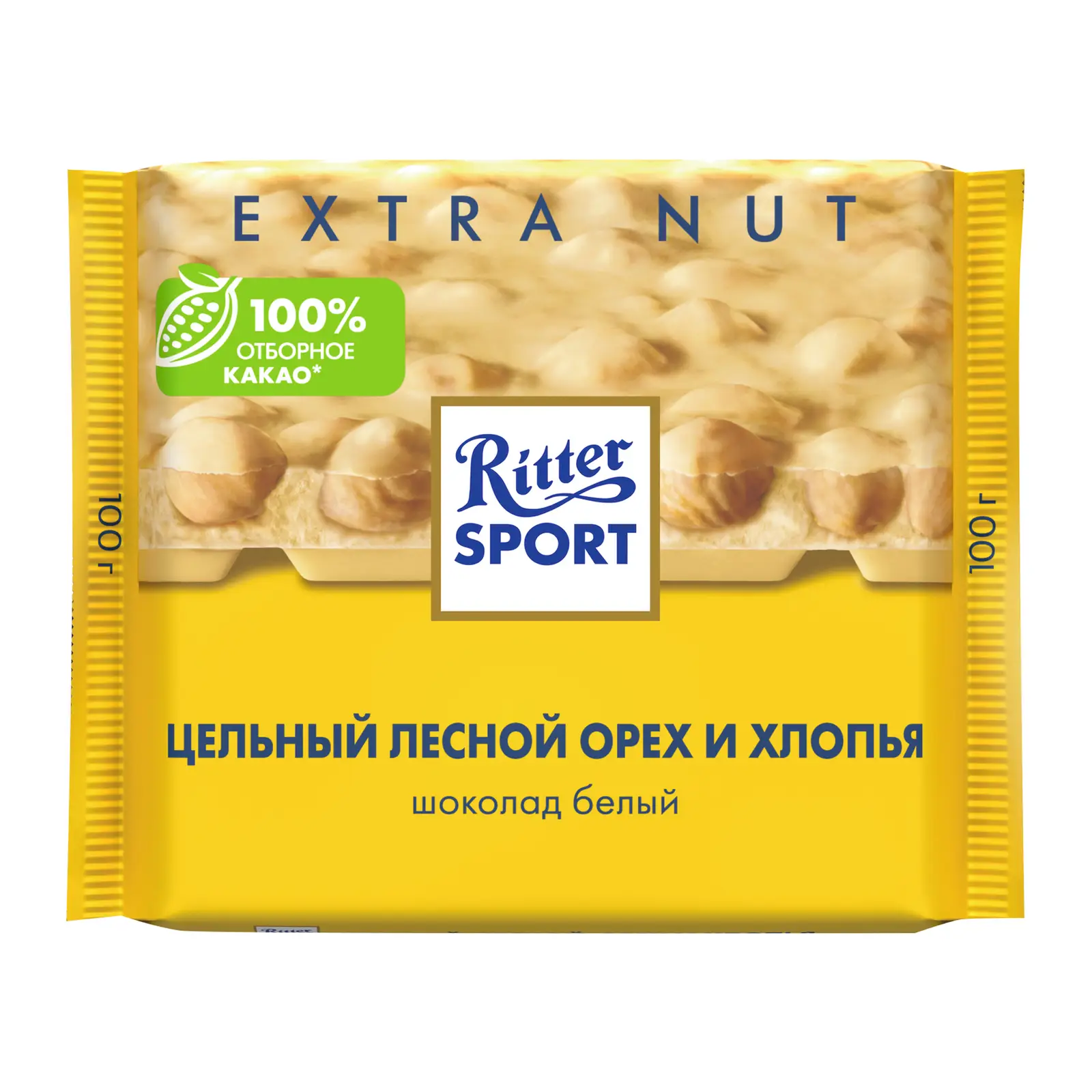 Изображение товара Шоколад Белый Цельный лесной орех и хлопья Ritter Sport 100г