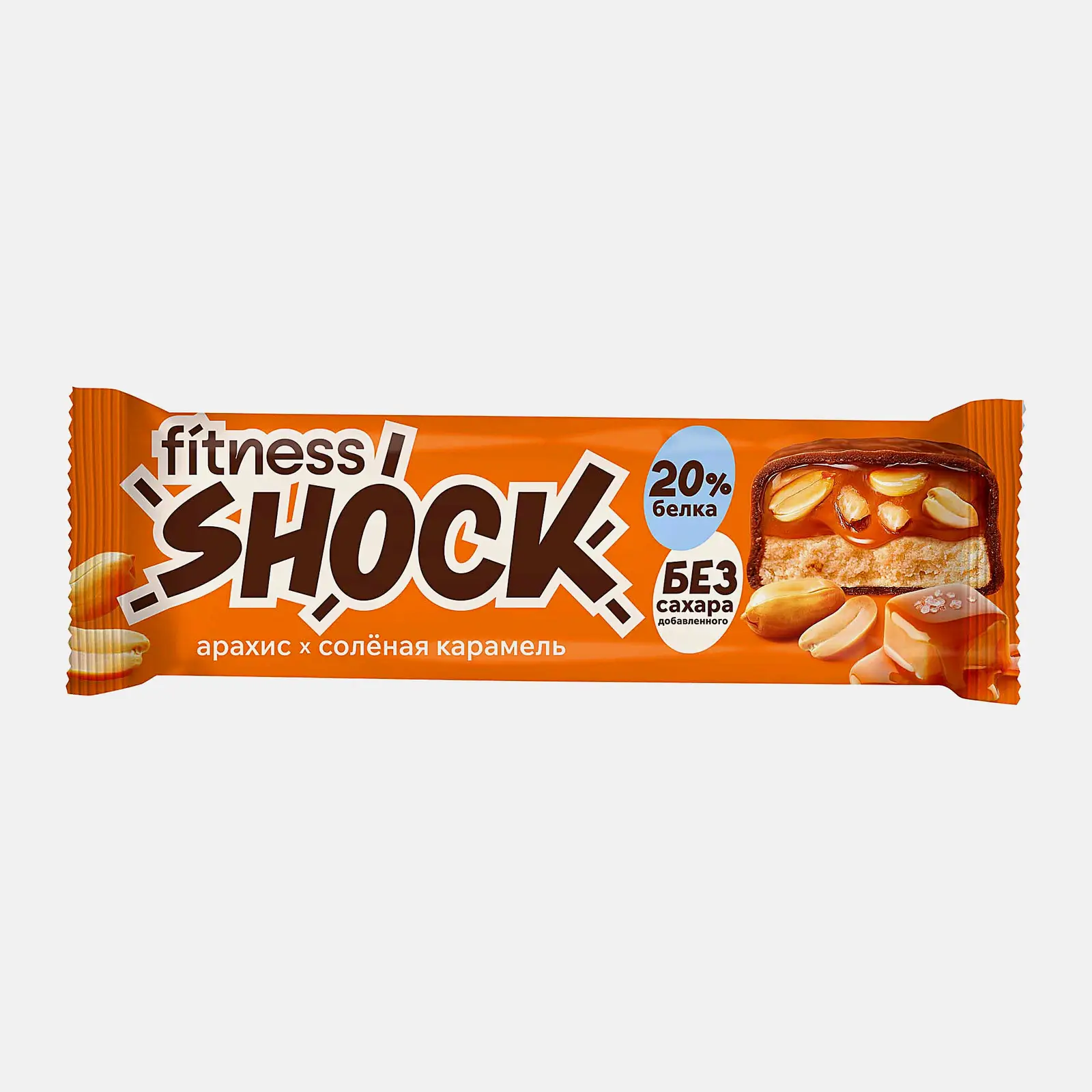 Изображение товара Батончик глазированный Карамель Fitnesshock 50г