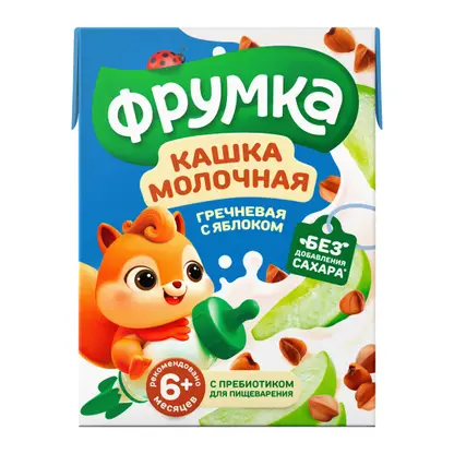 Изображение товара Каша молочная гречневая с яблоком с 6 месяцев Фрумка 200мл