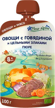 Изображение товара Пюре Fleur Alpine говядина овощи злаки с 8 месяцев 100г