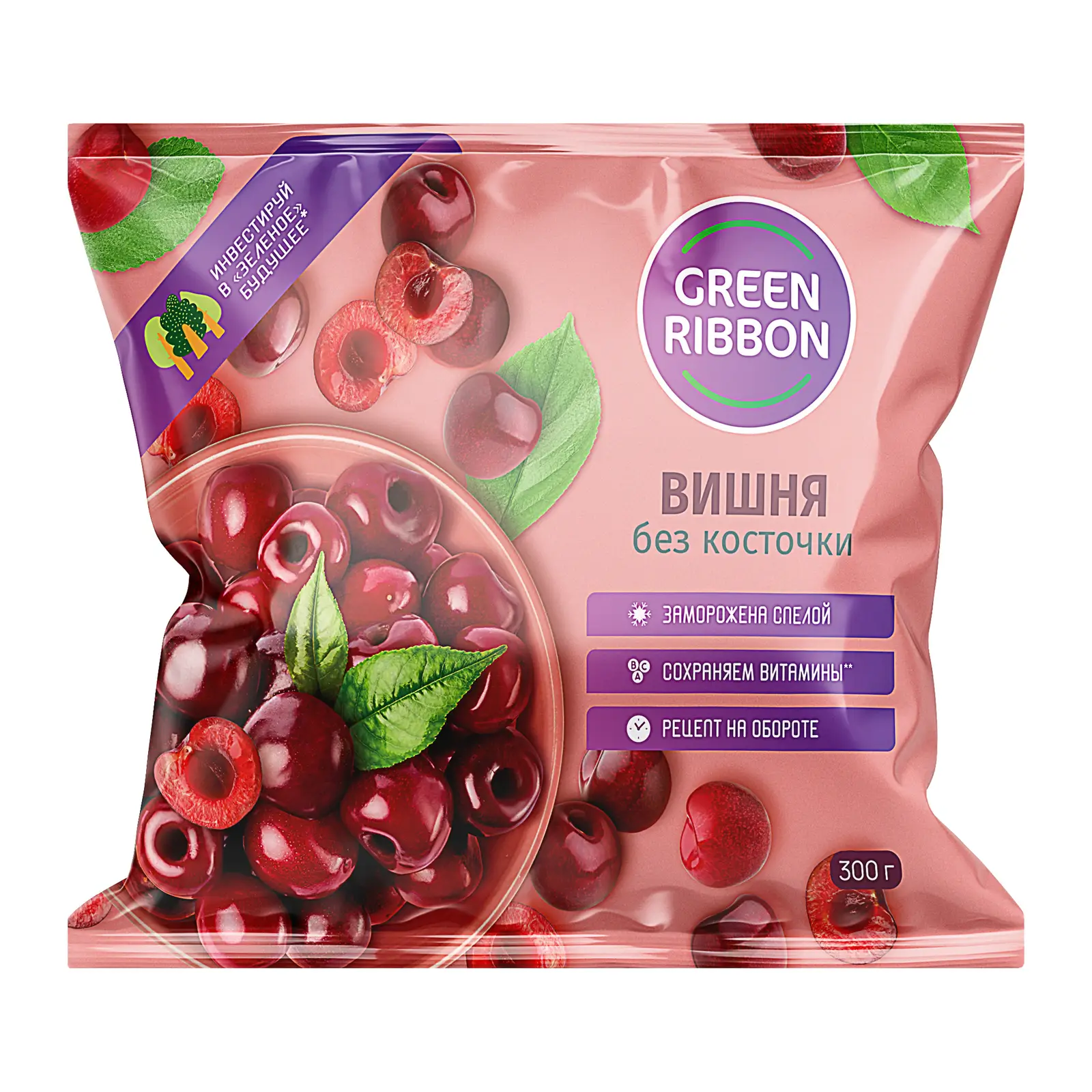 Изображение товара Вишня Green Ribbon без косточки быстрозамороженная 300г