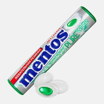 Драже Pure White жевательные со вкусом нежной мяты Mentos 16г