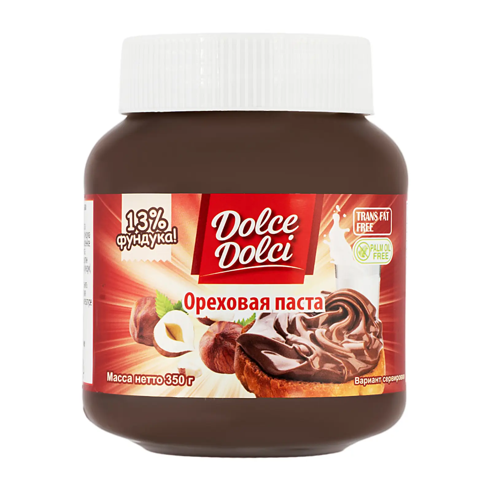 Изображение товара Шоколадная паста с фундуком Dolce Dolci 13% 350г