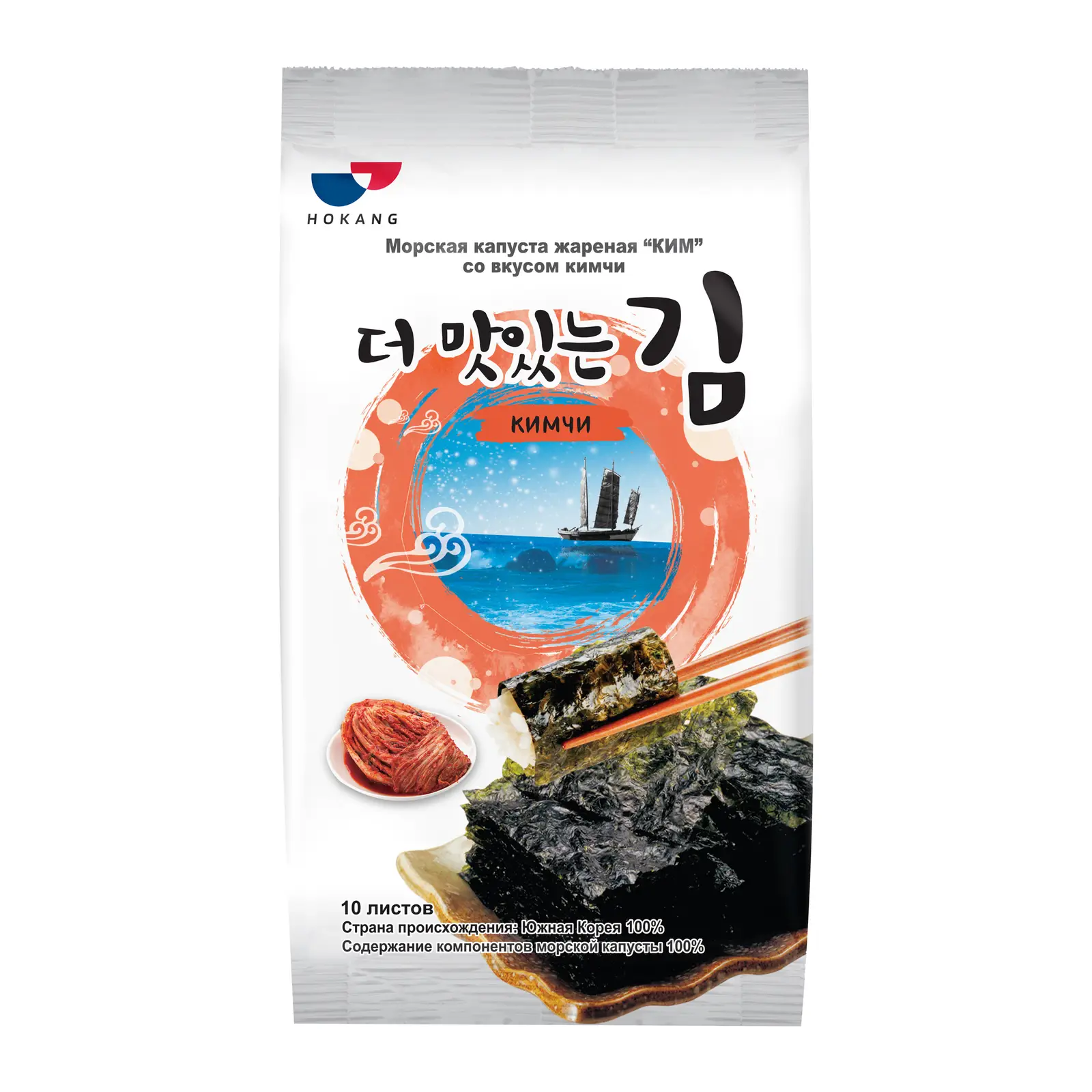 Изображение товара Жареная морская капуста Ким со вкусом кимчи 5г - вкусный и полезный снек