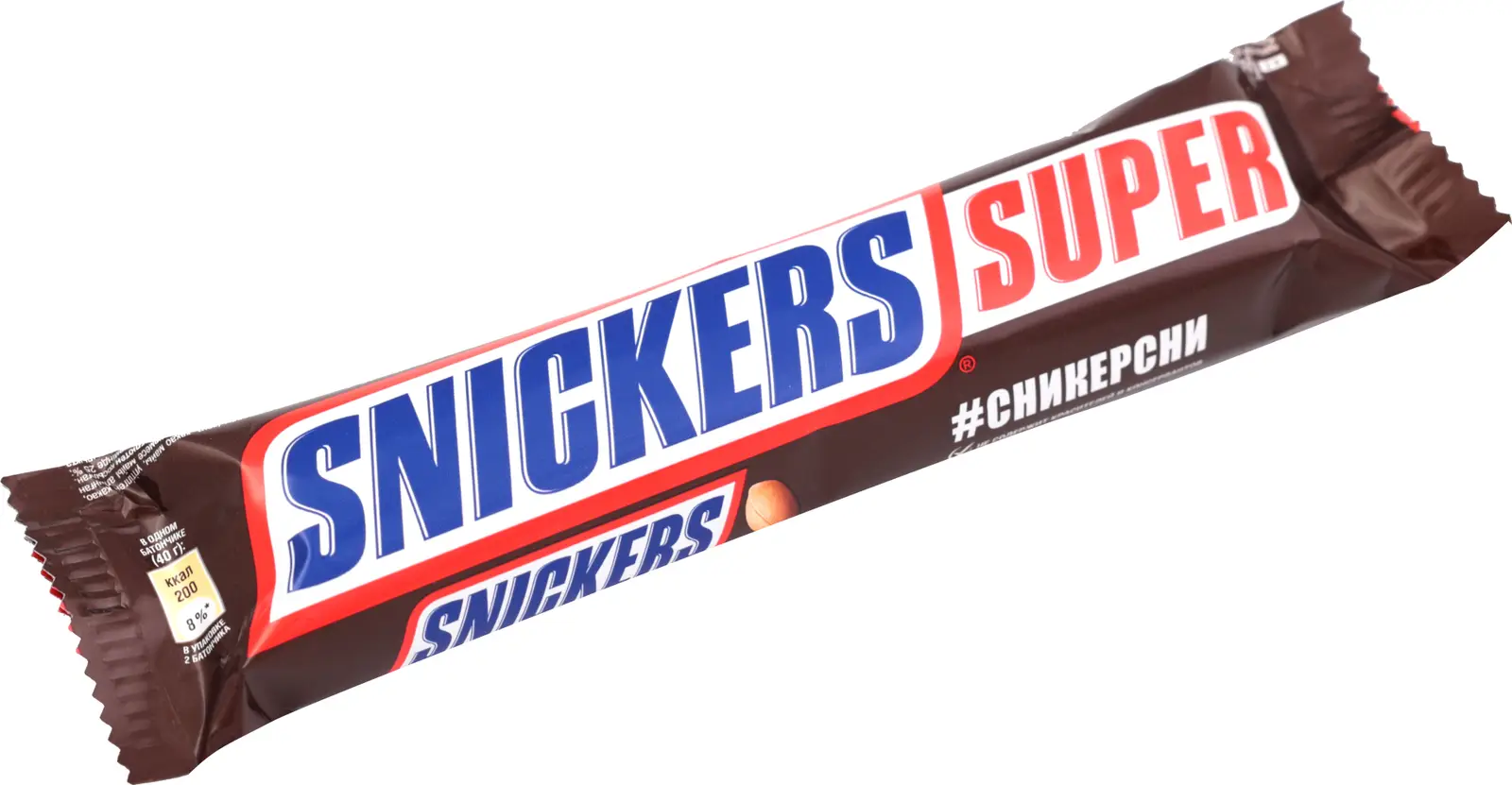 Батончик Snickers Super шоколадный с карамелью арахисом и нугой 80г