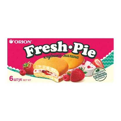 Изображение товара Пирожное бисквитное с клубнично-малиновой начинкой Orion Fresh Pie 150г