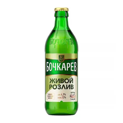 Изображение товара Пиво светлое Бочкарев живой розлив 430 мл пастеризованное