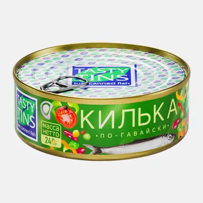 Килька Tasty Tins по-гавайски в томатном соусе с овощами 240г