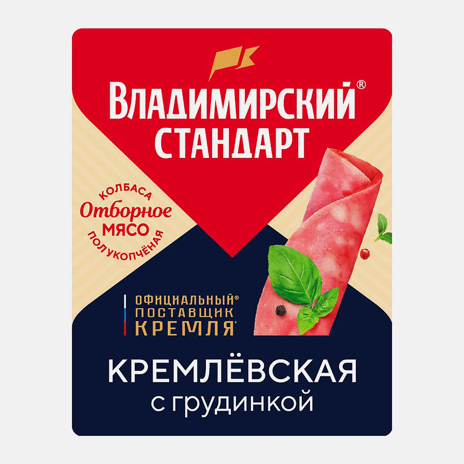 Колбаса Владимирский стандарт Кремлевская с грудинкой полукопченая 350г - фото 2
