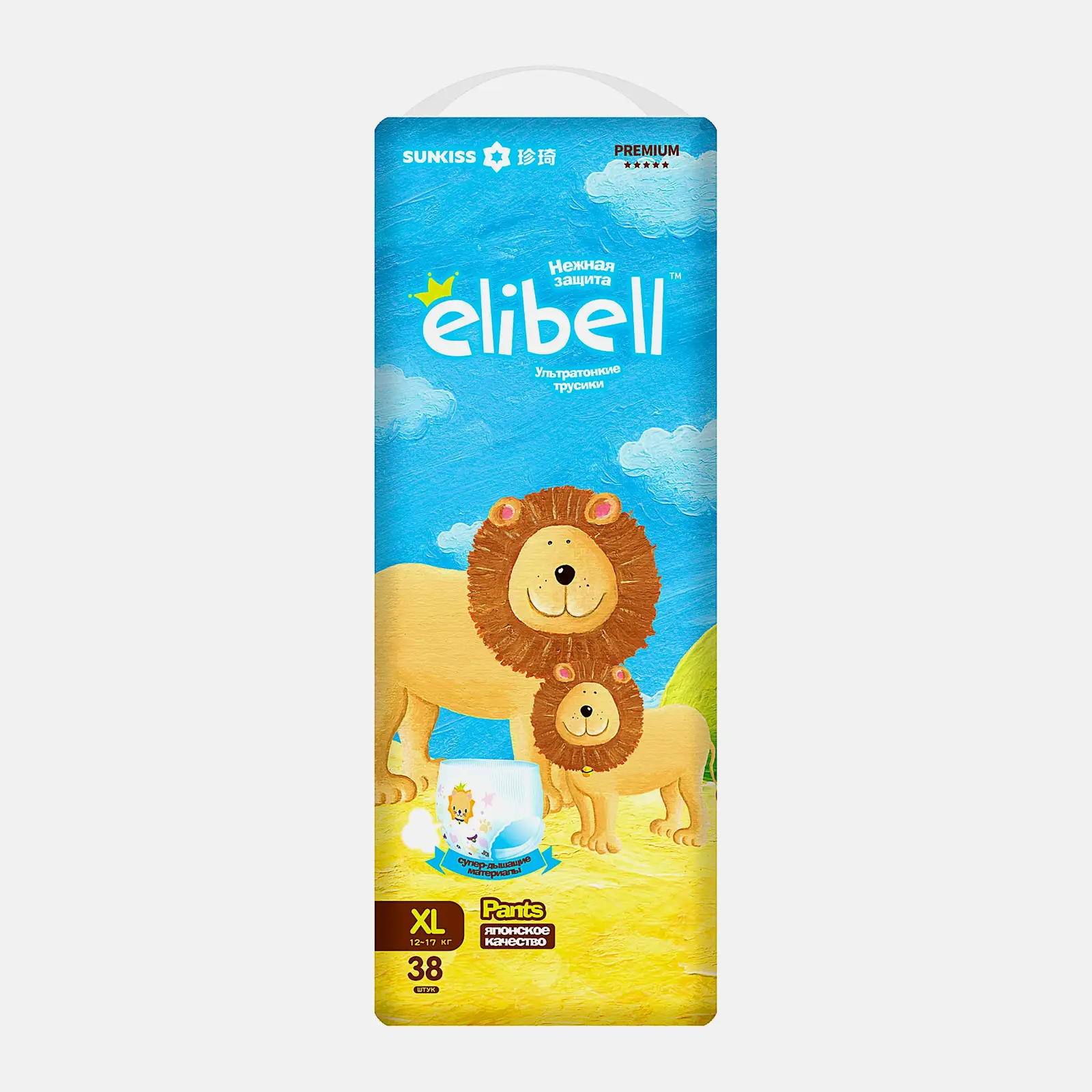 Подгузники-трусики Elibell Premium р.XL 12-17кг 38шт