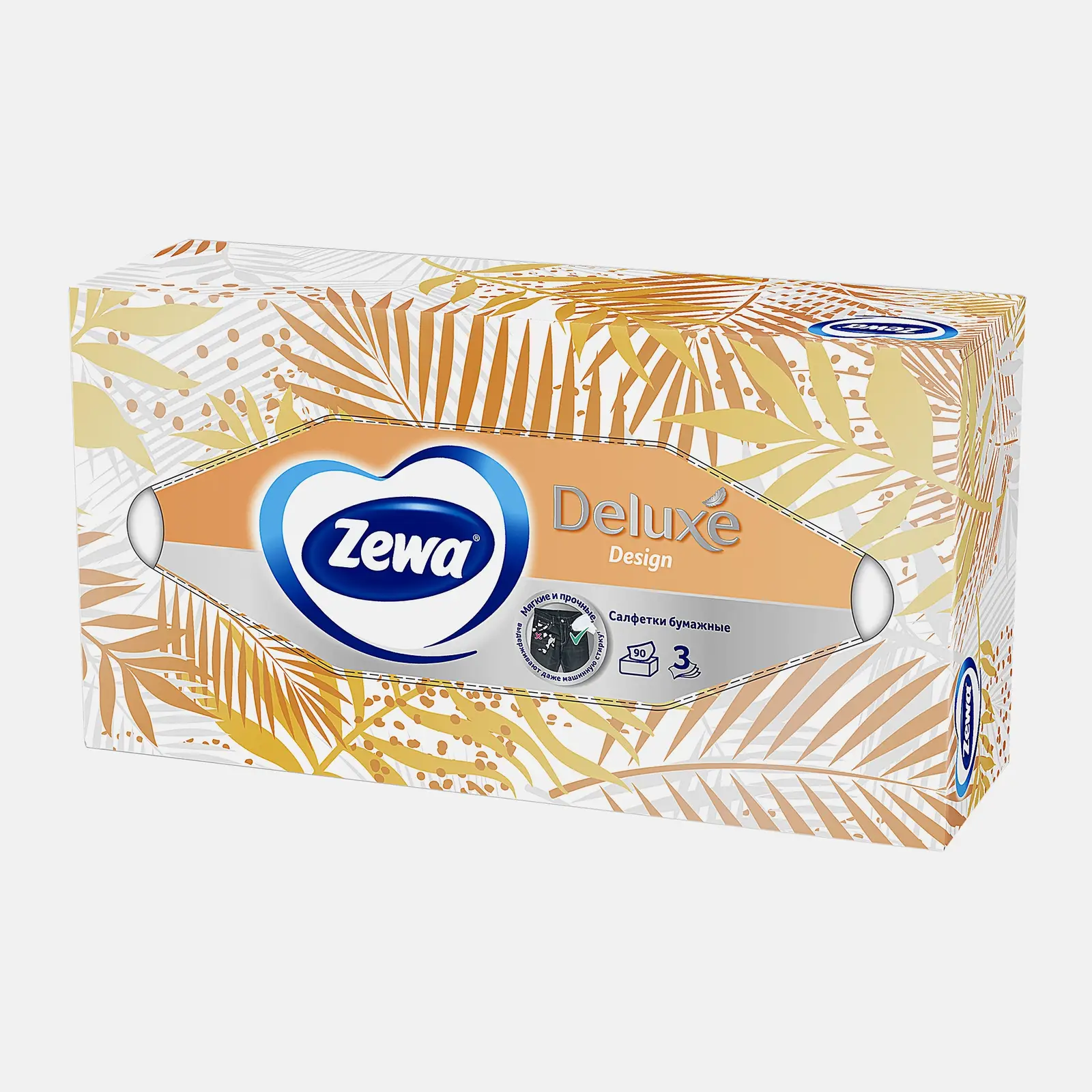 Салфетки бумажные Zewa Deluxe Design 3 слоя 90шт в ассортименте