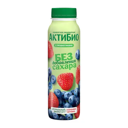 Изображение товара Биойогурт Актибио клубника-черника без сахара 1.5% 260г