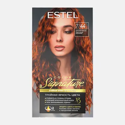 Крем-гель краска для волос Estel Color Signature тон 7/44 Морской коралл