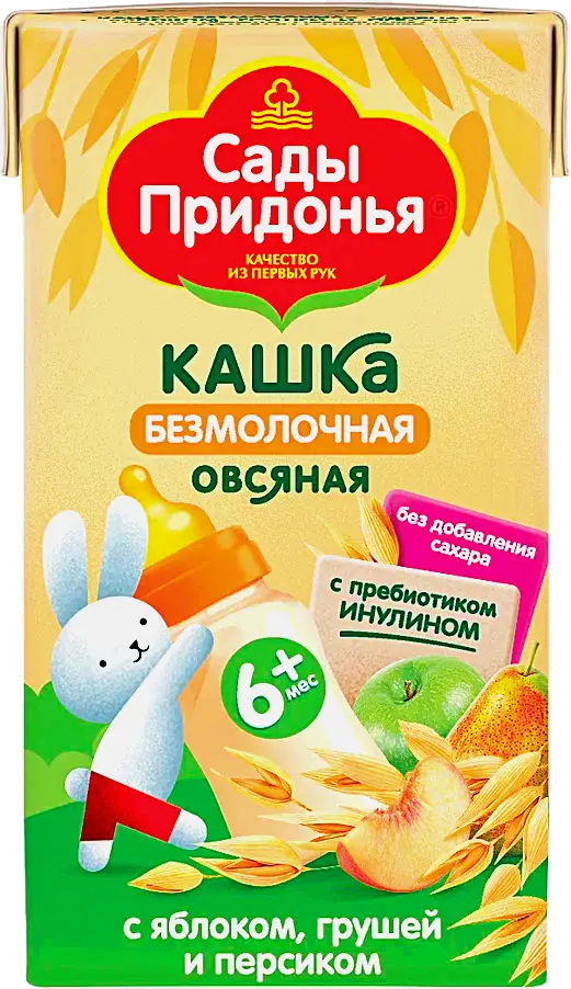 Изображение товара Каша овсяная Сады Придонья яблоко-груша-персик с 6 месяцев 125г