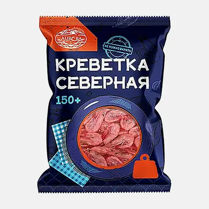 Креветка Aurora северная неразделанная варено-мороженная 150+ 750г