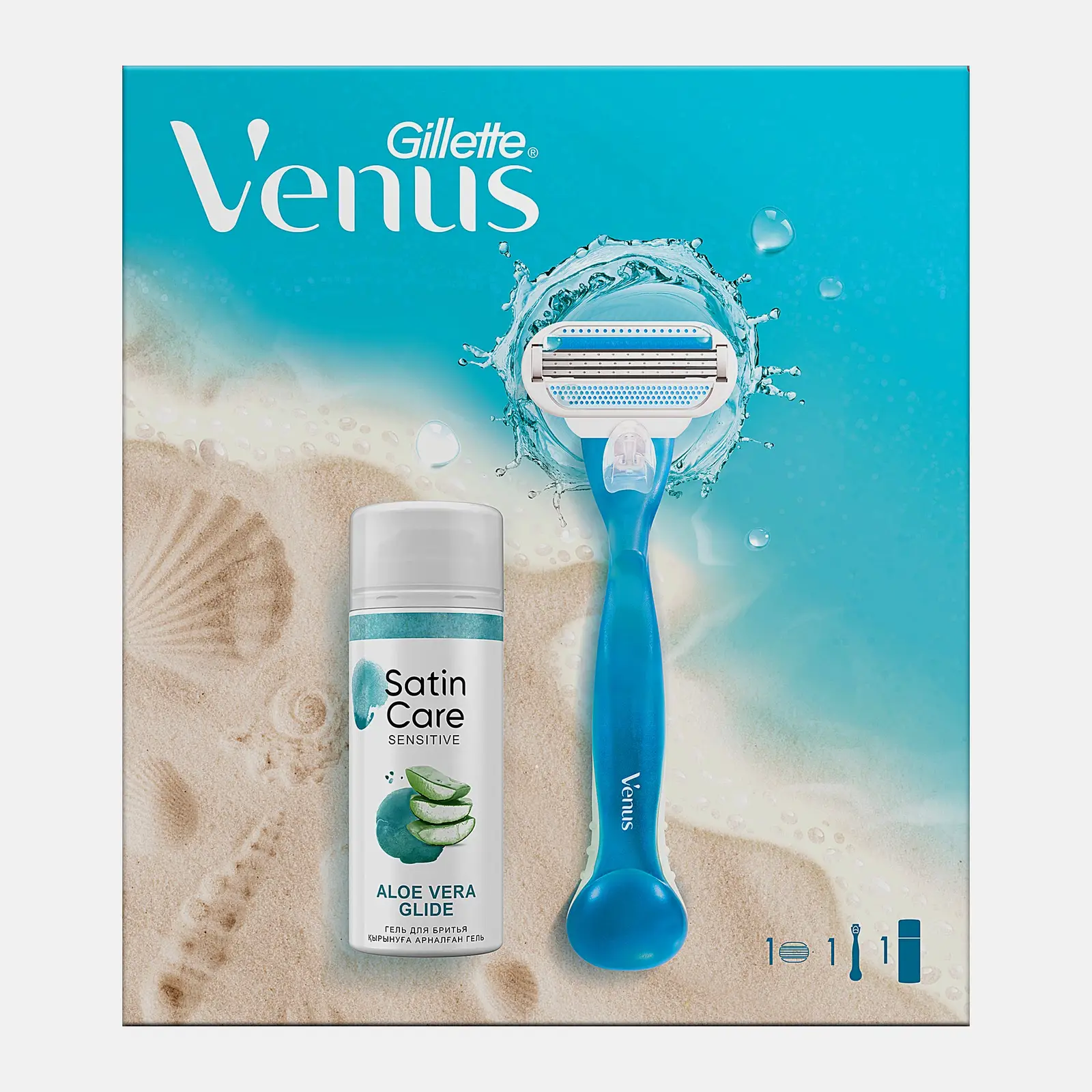 Подарочный набор для бритья Gillette Станок Venus Smooth со сменной кассетой + Гель для бритья Satin Care 75мл