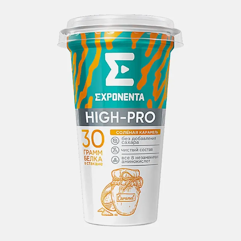 Напиток кисломолочный Exponenta High-Pro Соленая карамель высокобелковый обезжиренный 250г