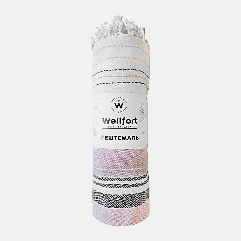 Пештемаль хлопковый в полоску Wellfort 95*140см розовый - фото 3