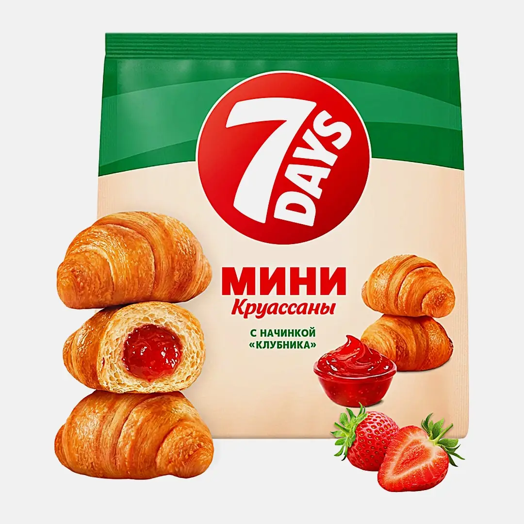 Мини-круассаны с начинкой Клубника 7Days 265г