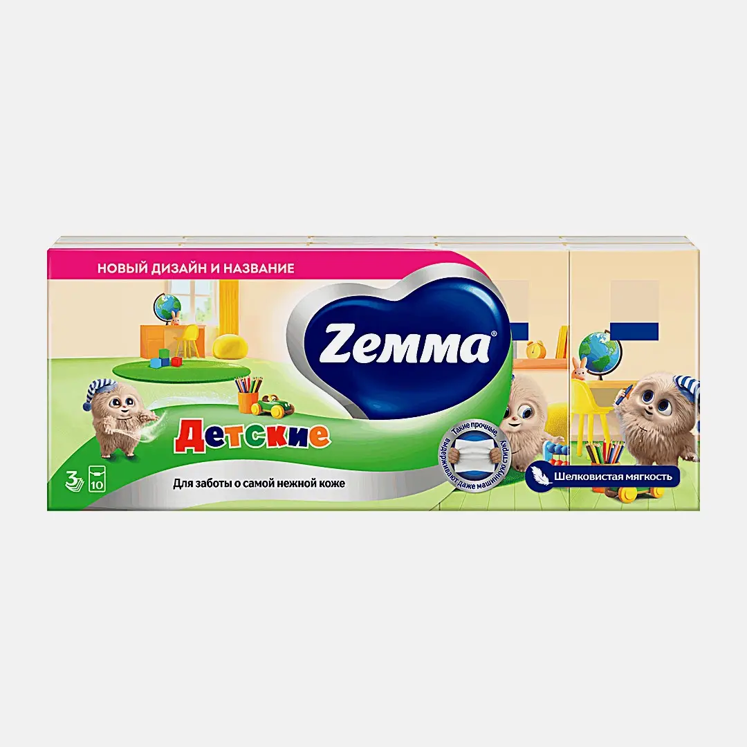 Носовые платочки Kids Zemma 3 слоя 10шт*10шт - фото 2