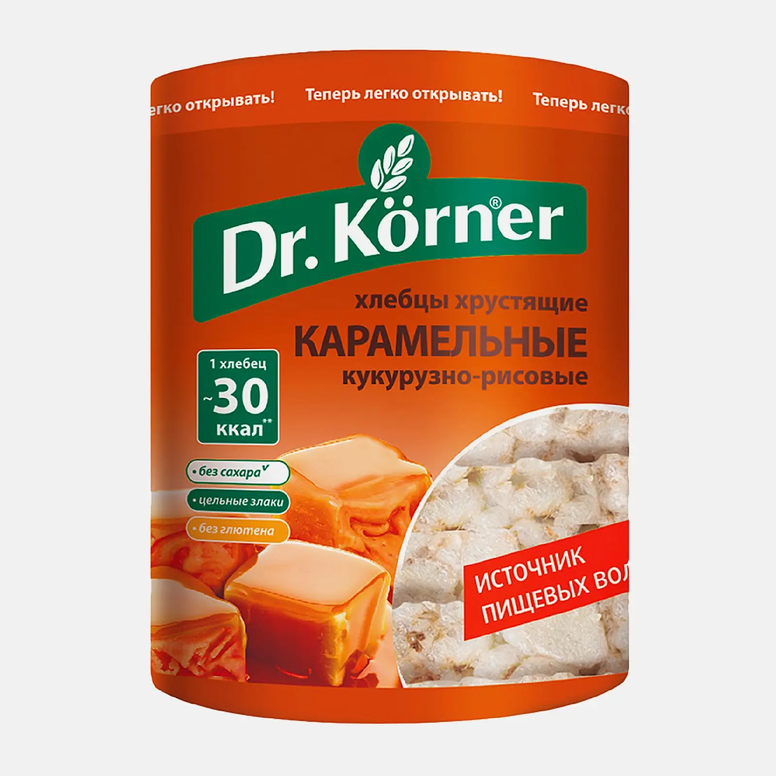 Изображение товара Хлебцы Кукурузно-рисовые Карамельные без глютена 90 г Dr. Korner натуральный вкус