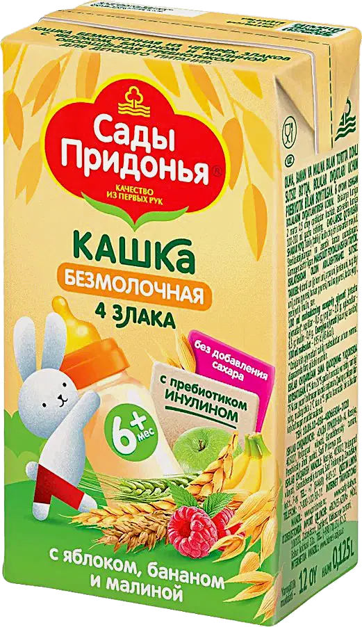 Каша Сады Придонья 4 злака яблоко-банан-малина с 6 месяцев 125г - фото 2