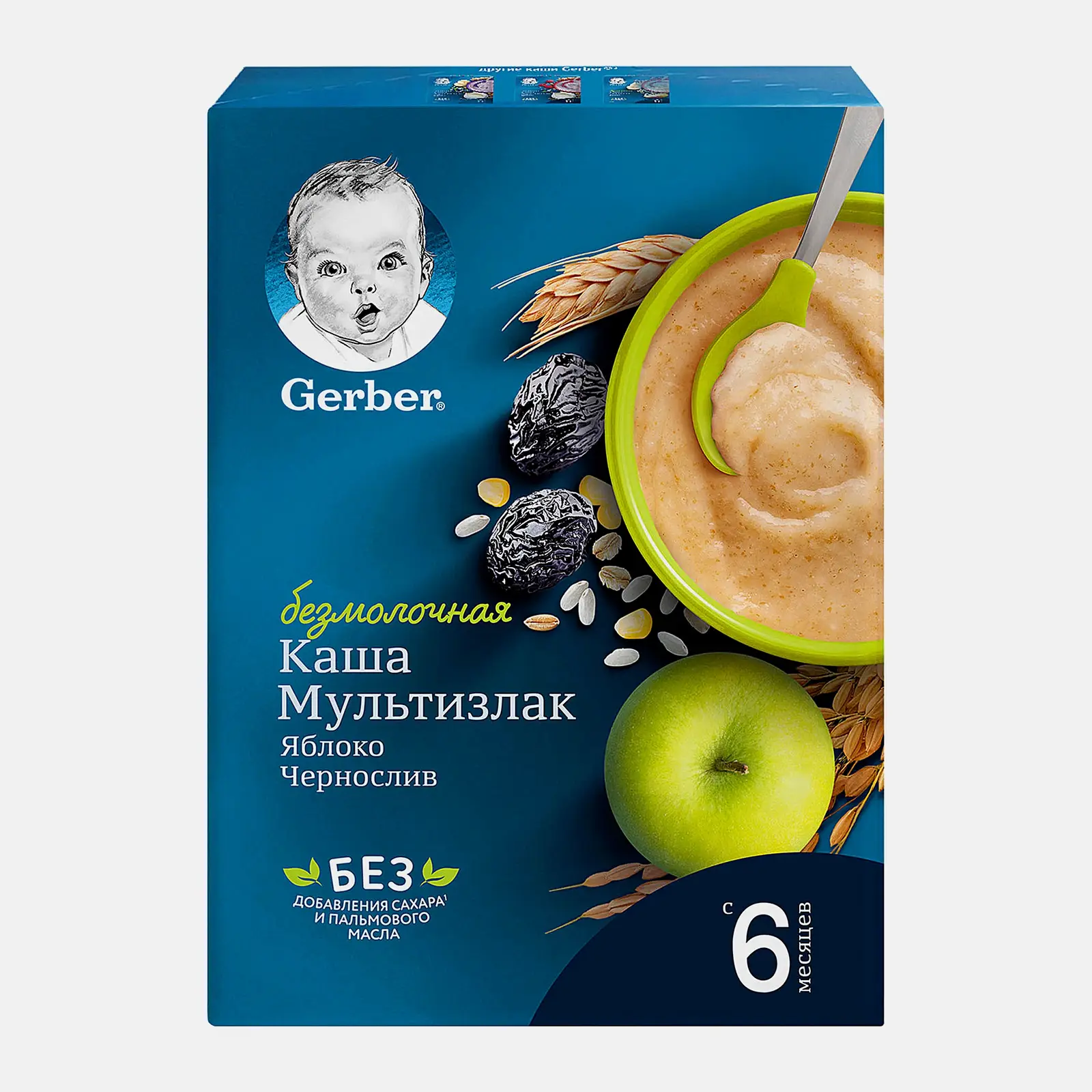 Каша Мультизлаковая с яблоком и черносливом безмолочная Gerber 180г