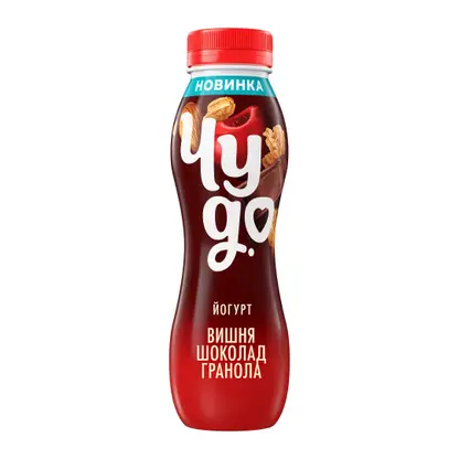 Изображение товара Питьевой йогурт вишня-шоколад-гранола Чудо 2.2% 260г