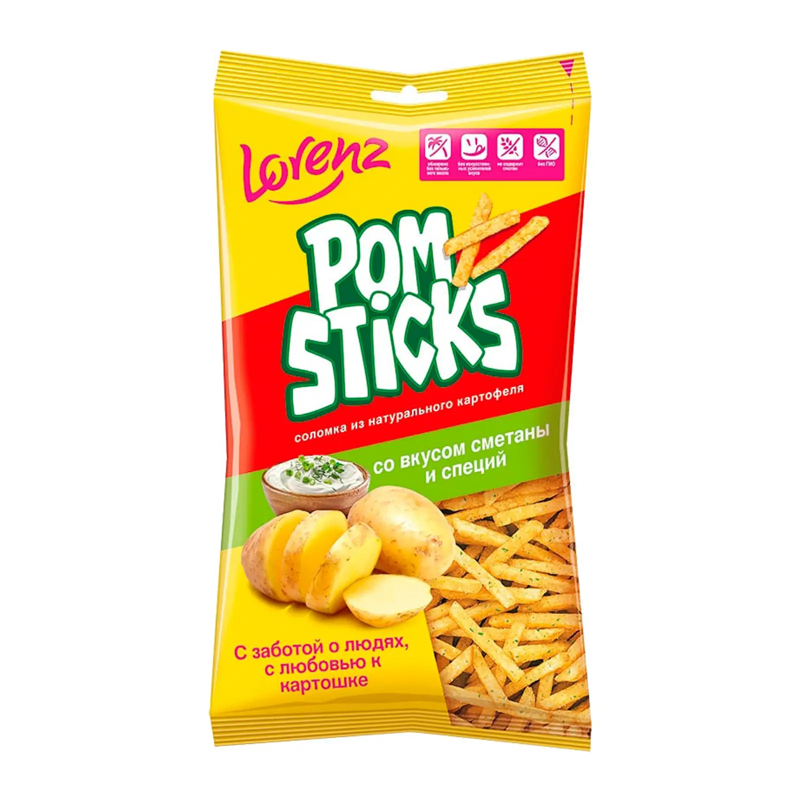 Изображение товара Чипсы картофельные соломкой Pomsticks со вкусом сметаны и специй 100г