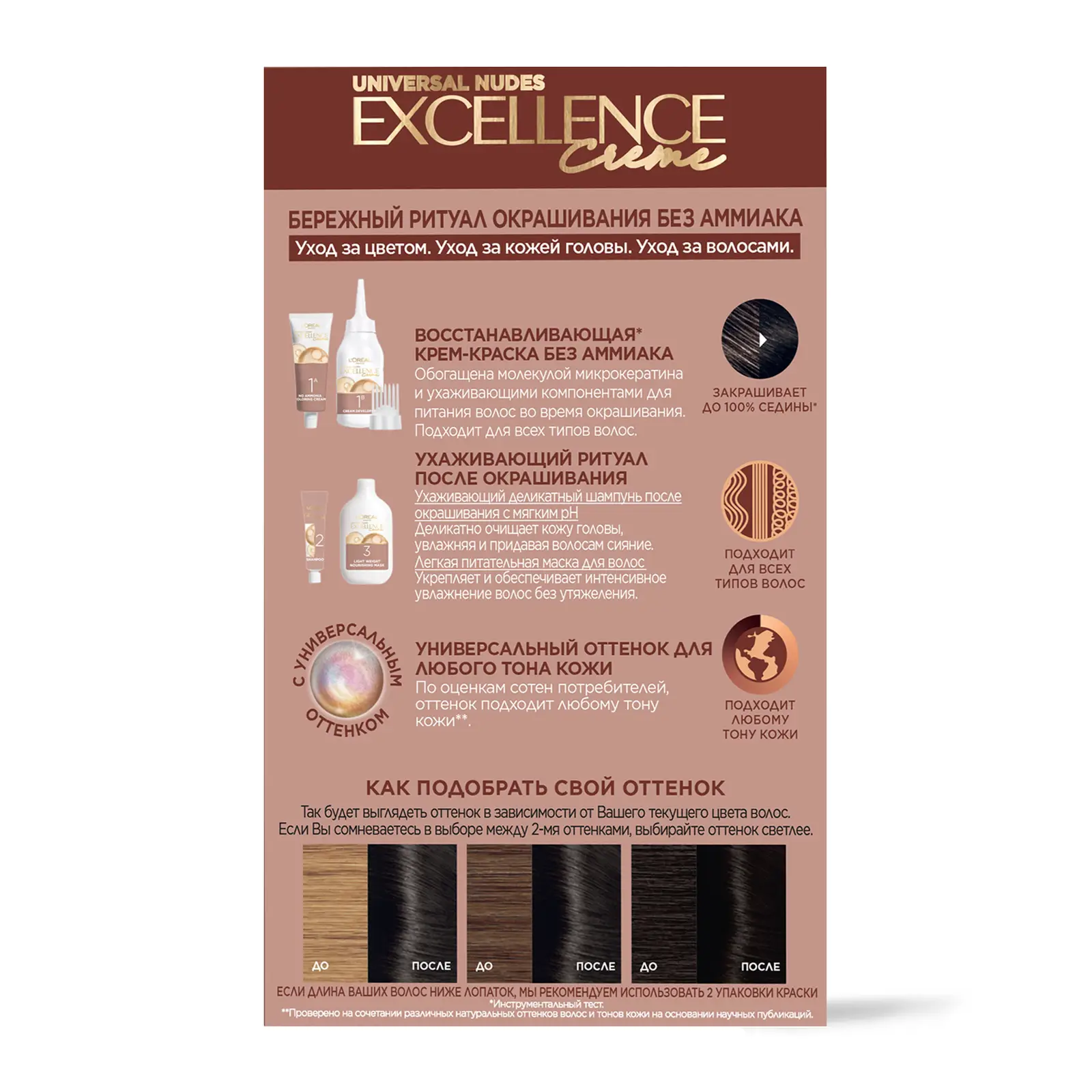 Крем-краска для волос L’Oréal Paris Excellence Crème без аммиака 1U Универсальный черный 270мл