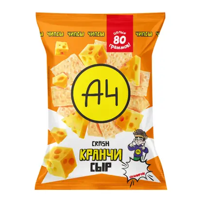 Изображение товара Чипсы Crash Кранчи сыр Чеддер А4 80г хрустящая закуска со вкусом сыра