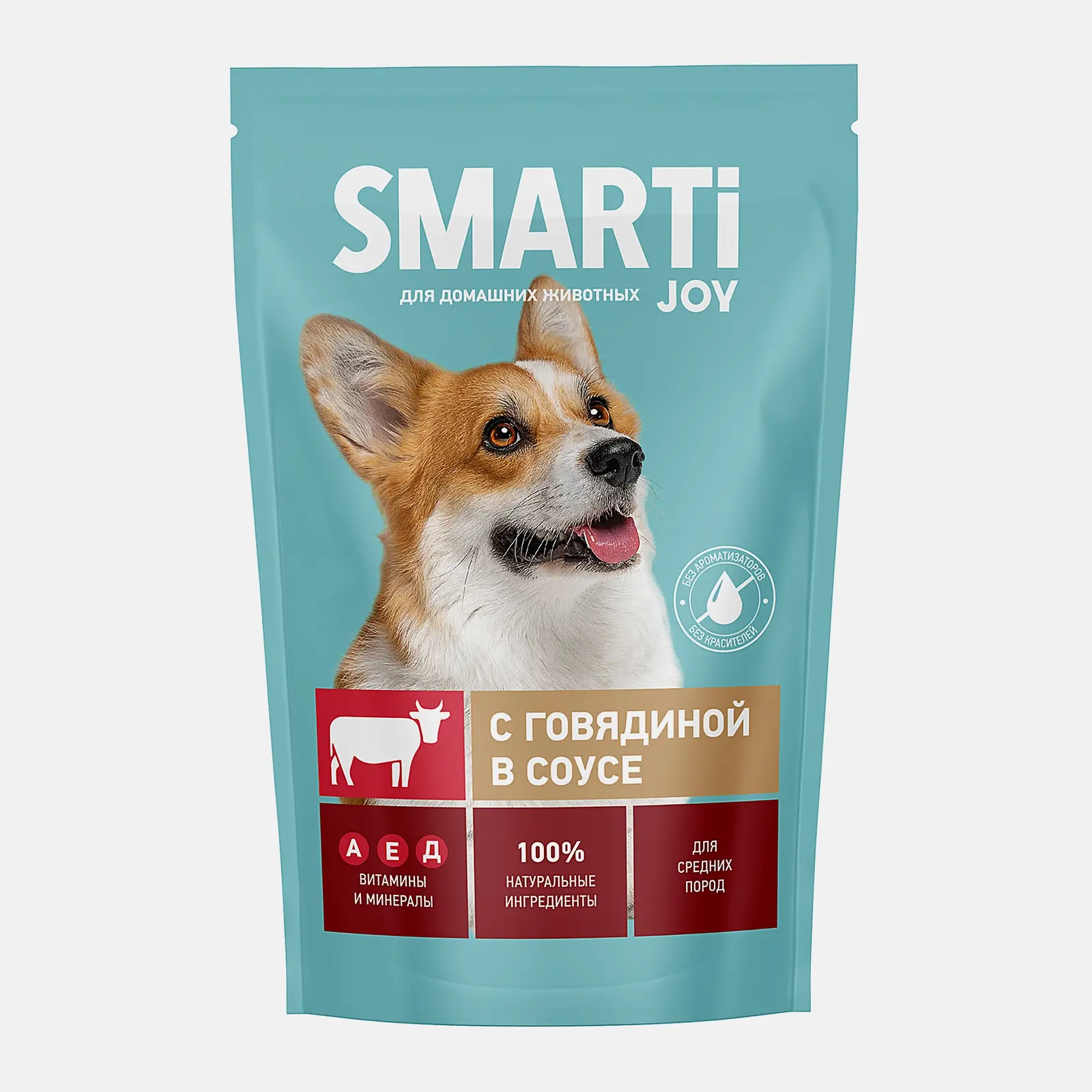 Изображение товара Влажный корм для собак Smarti Joy с говядиной 415г для взрослых питомцев