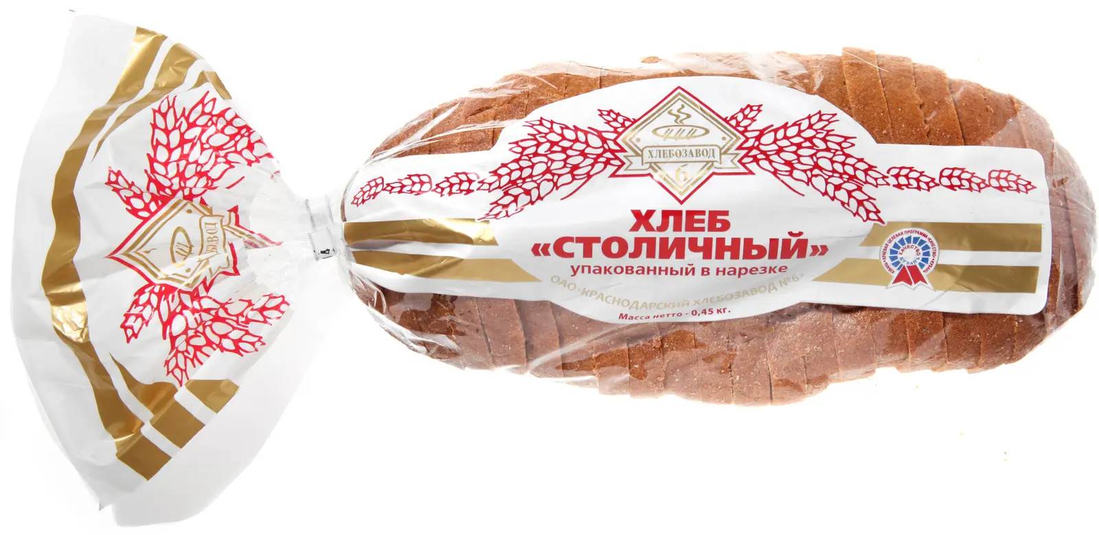 Хлеб Хлебозавод №6 Столичный подовый нарезка 450г - Магнит-Продукты