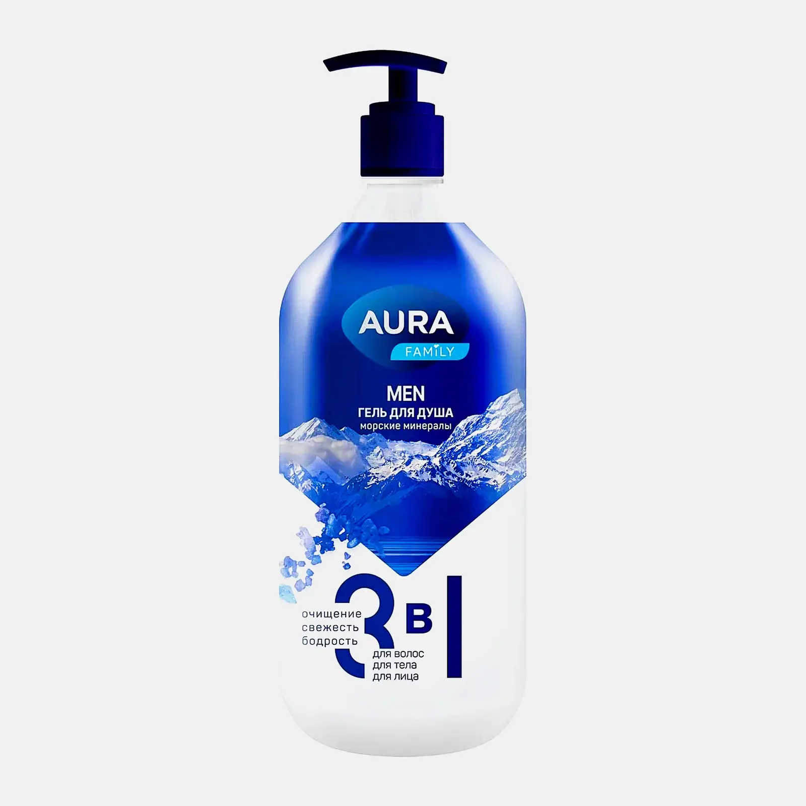 Гель для душа 3в1 Морские минералы Aura Family Men 1л