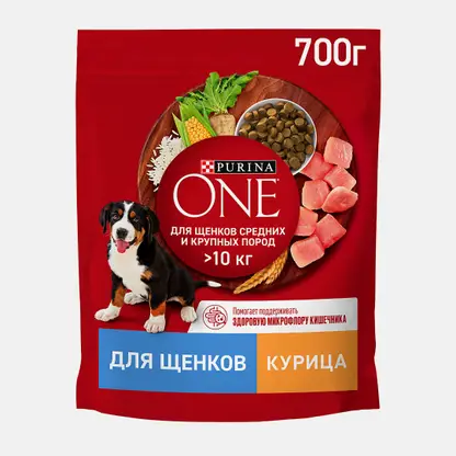 Сухой корм для щенков с курицей и рисом Purina ONE 700г