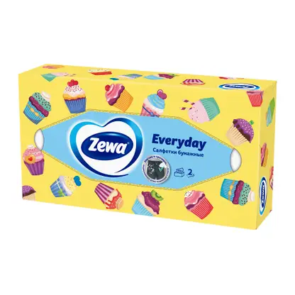 Изображение товара Салфетки бумажные Zewa Everyday 2 слоя 100шт в ассортименте