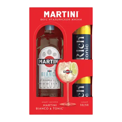 Набор Напиток Martini Bianco белый сладкий 15% 1л + Тоник 660мл