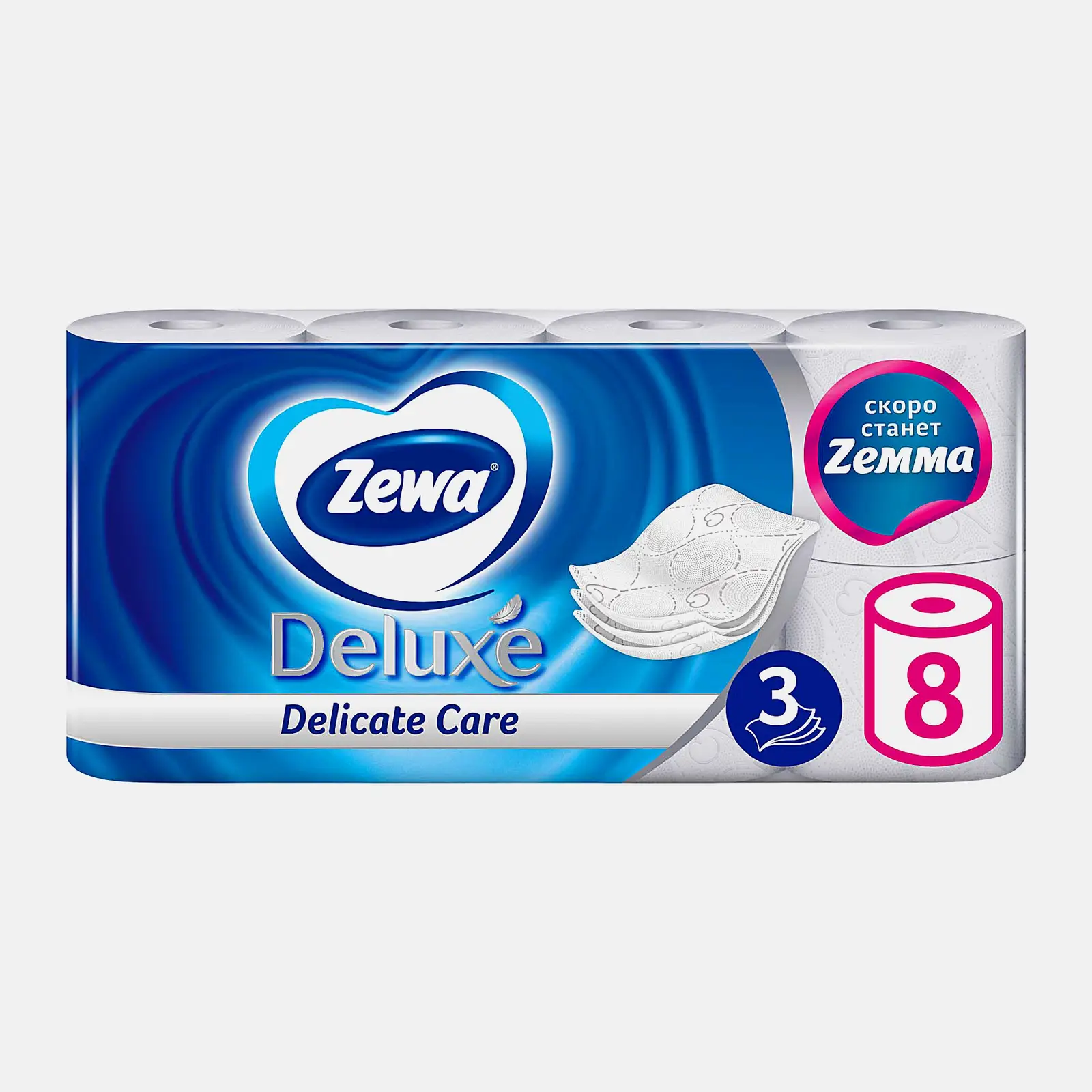 Туалетная бумага Zewa Deluxe без аромата 3 слоя 8 рулонов в ассортименте