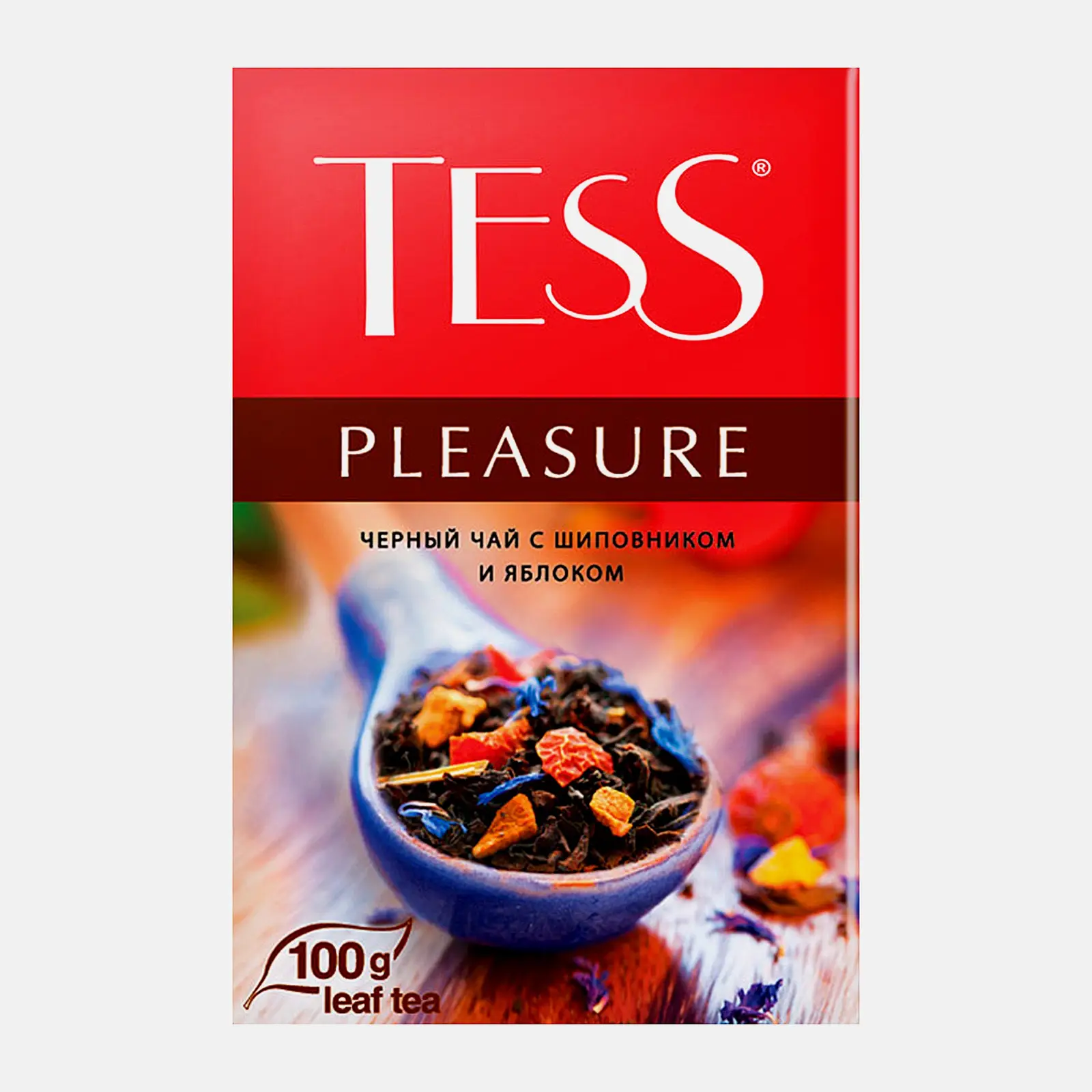 Изображение товара Чай черный Tess Pleasure с шиповником и яблоком 100г