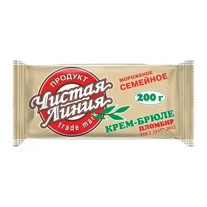 Изображение товара Мороженое Чистая Линия пломбир крем-брюле 12% 200г