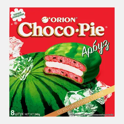 Печенье бисквитное в глазури арбуз Choco Pie 240г