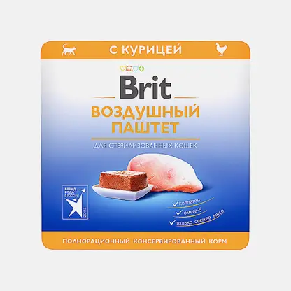 Воздушный паштет для стерилизованных кошек Premium курица Brit 100г