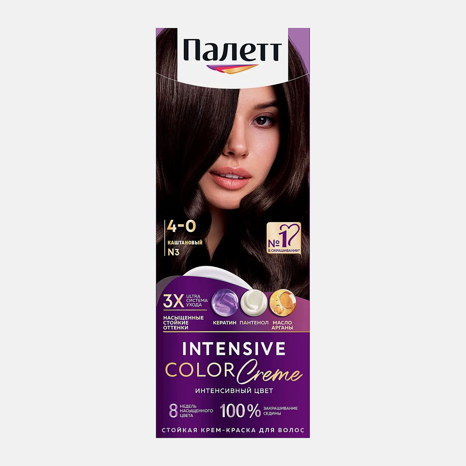 Стойкая крем-краска для волос Палетт Интенсивный цвет 4-0 (N3) Каштановый
