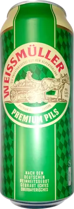 Пиво Weissmuller Premium Pils светлое фильтрованное 5% 500мл