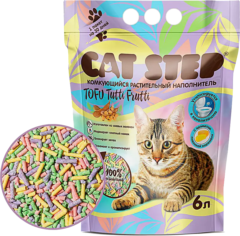 Наполнитель Cat Step Tofu Tutti Frutti комкующийся 6л